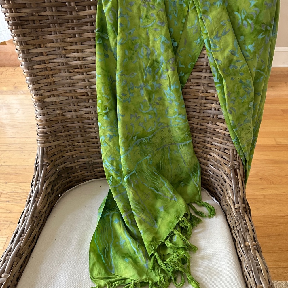 Vibrant Green Floral Scarf